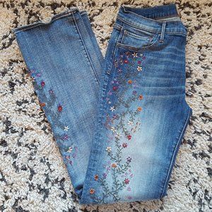 DRIFTWOOD KELLY BABY BOOT STRAWBERRY BLOSSOM EMBROIDERED JEANS MEDIUM WASH